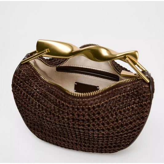 Solara Straw Halfmoon Bag