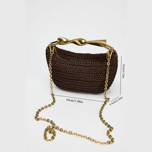 Solara Straw Halfmoon Bag